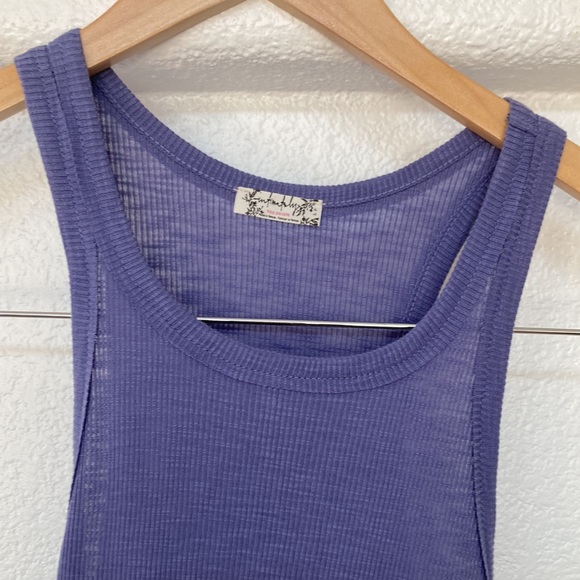 Free People Intimately Iris Purple Ribbed Racer Back Tank size small - Picture 2 of 6